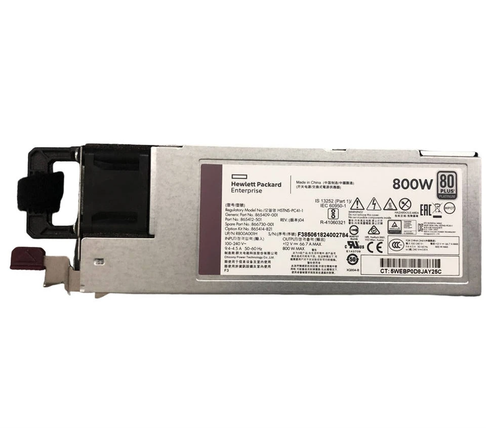 HPE 800W Flex Slot Universal Hot Plug Low Halogen Power Supply Kit 865428-B21 dl360gen10 dl560gen10