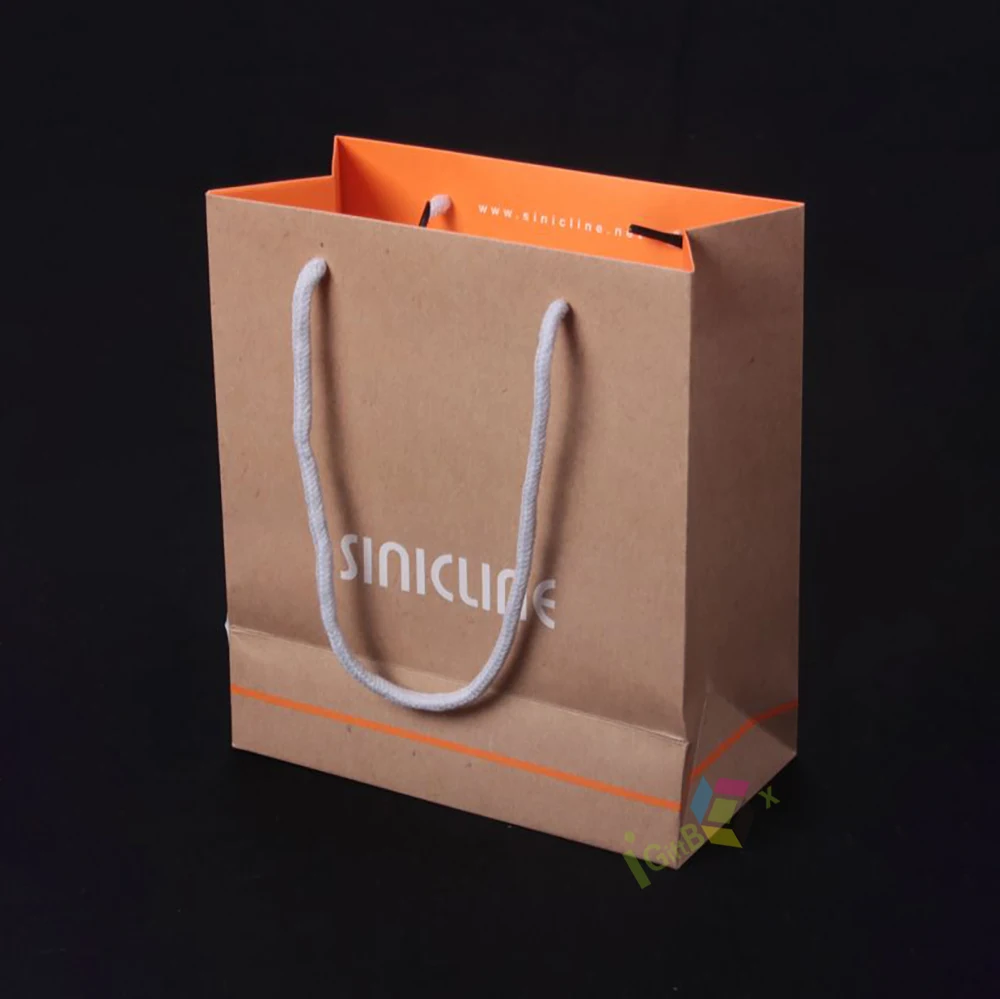 Shopping Paper Packaging Gift Bag With Logo Print Kraft Gift Craft Shopping Paper Bag With Handles
