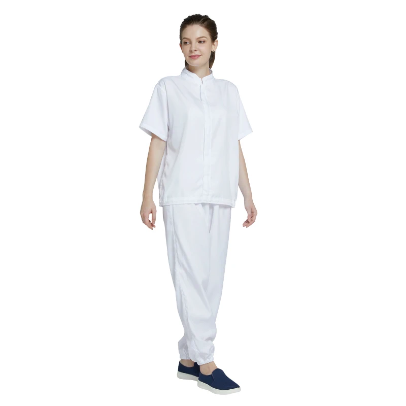 H-1106WF Short sleeve and long Sleeve Reusable Cleanroom Work Food Factory Uniform Clothes for Mills