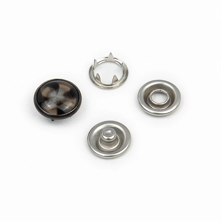 OEM garment accessories zinc alloy cover custom baby snap button press metal prong pearl ring snap button