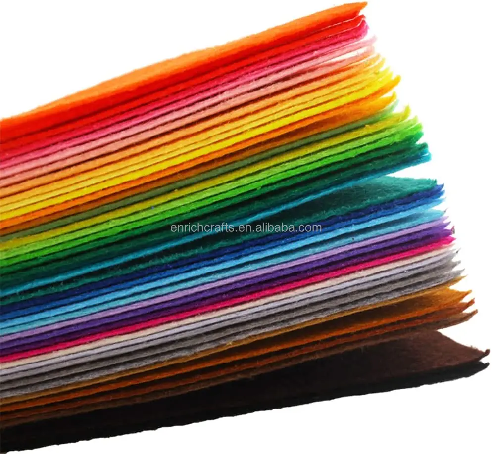 hard felt stiff 1mm thickness Felt Fabric Sheet Assorted Colors DIY Craft Squares Nonwoven Educational stationery