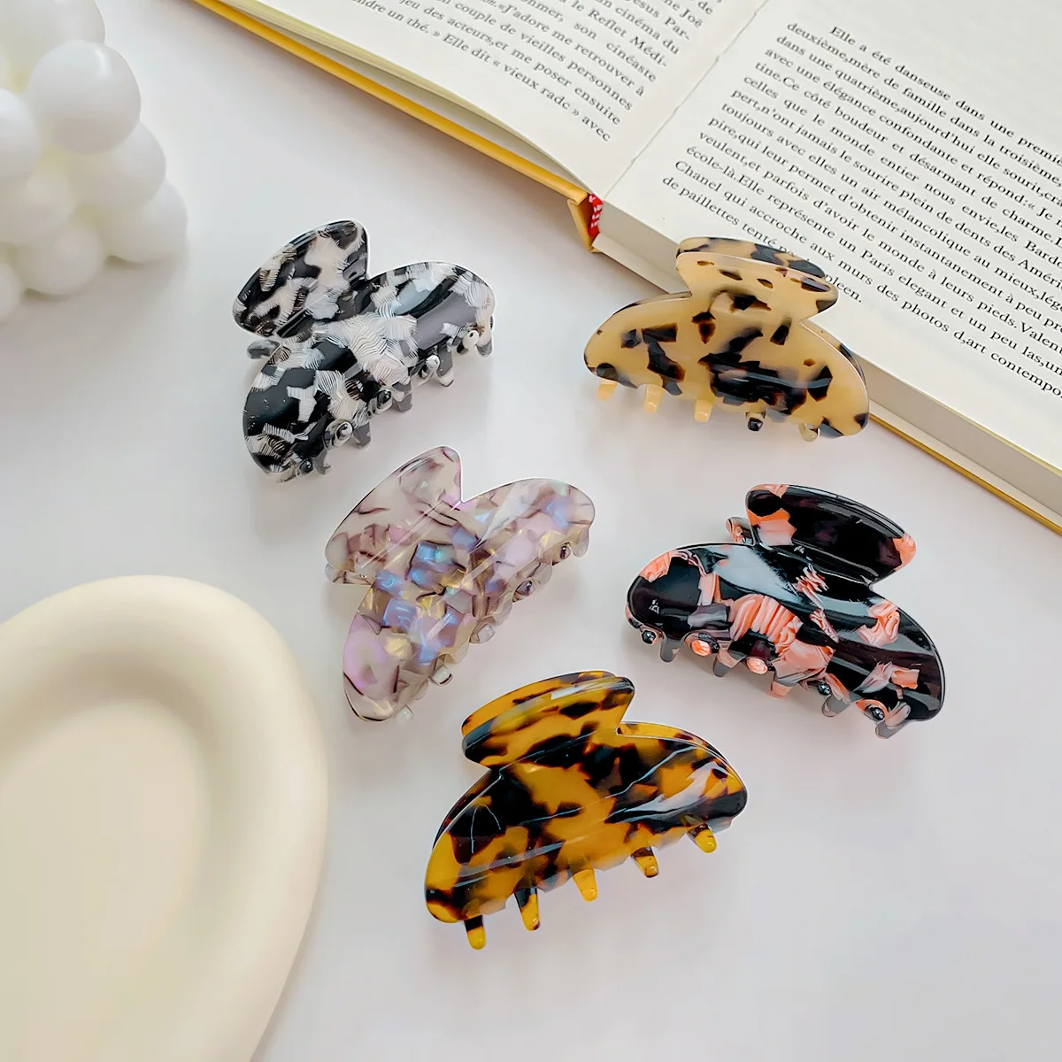 Eco-friendly Custom Logo Cellulose Acetate Strong Hold Korean Shark Clip Acetic Acid Hair Claw