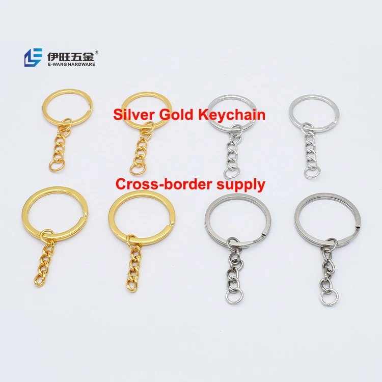 YIWANG Wholesale Silver Key Chains Rings Parts with Open Jump Ring and Connector Split key ring chain for DIY Crafts Jewelry