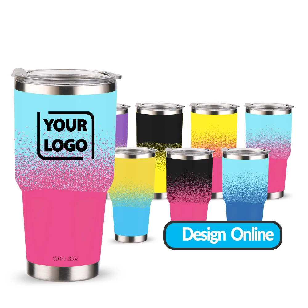 Wholesale Bulk Built 30-Ounce Double Wall Stainless Steel Seal Termo Ombre Modern Curve 30 oz Sports Car Tumbler With Lid 30oz