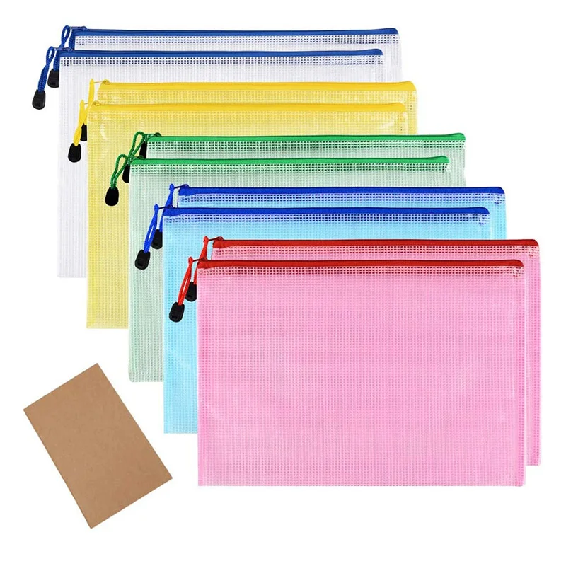 Gridding Waterproof Zip file Bag Document Pen Filing Products Pocket Folder Office & School Supplies Plastic Document Bag