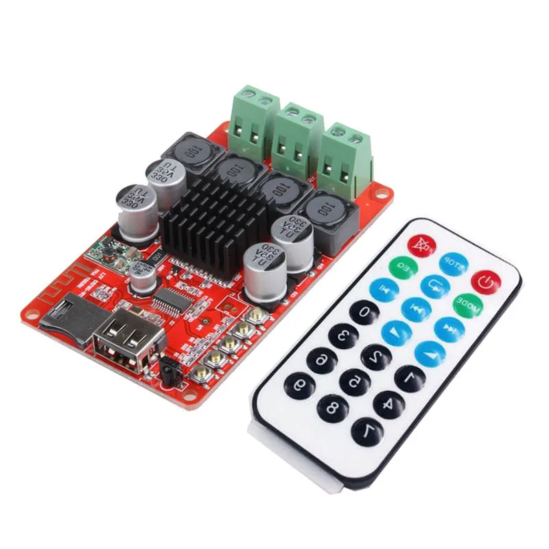 TPA3116 50W+50W BT Receiver Digital Audio Amplifier Board TF card U disk player FM Radio With Remote control