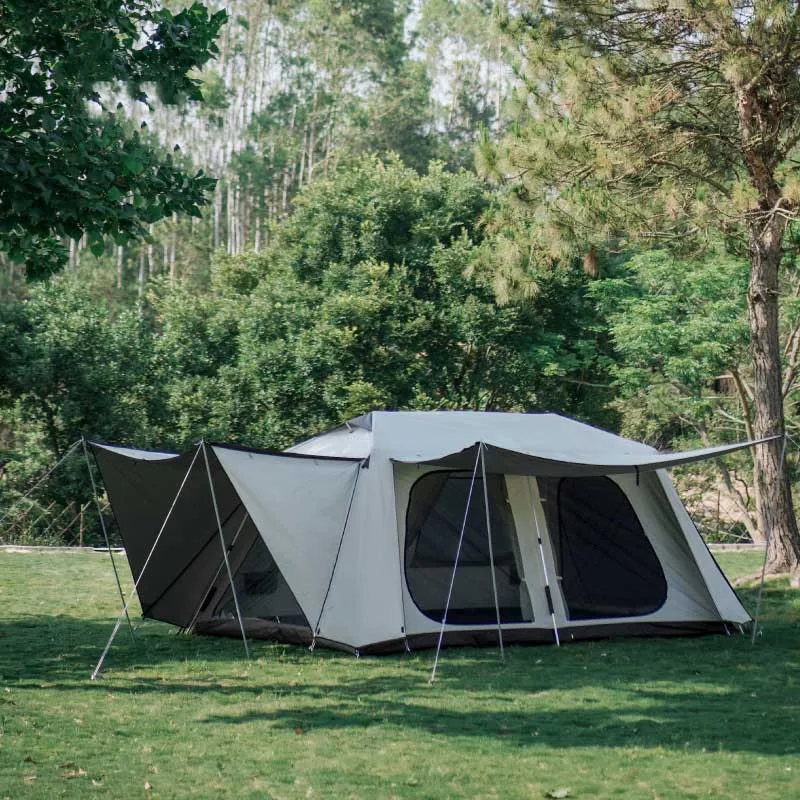 2 Bedrooms 1 Living Room Vila Luxury Picnic Tent 5-8 People Family Party Outdoor Waterproof Aluminum Pole Tent