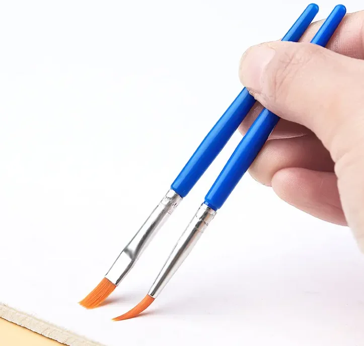 Blue Rod Flat Head round Hair Watercolor Brush Nylon and Plastic round Head Painting Handle for Art Oil Painting Wood Handle