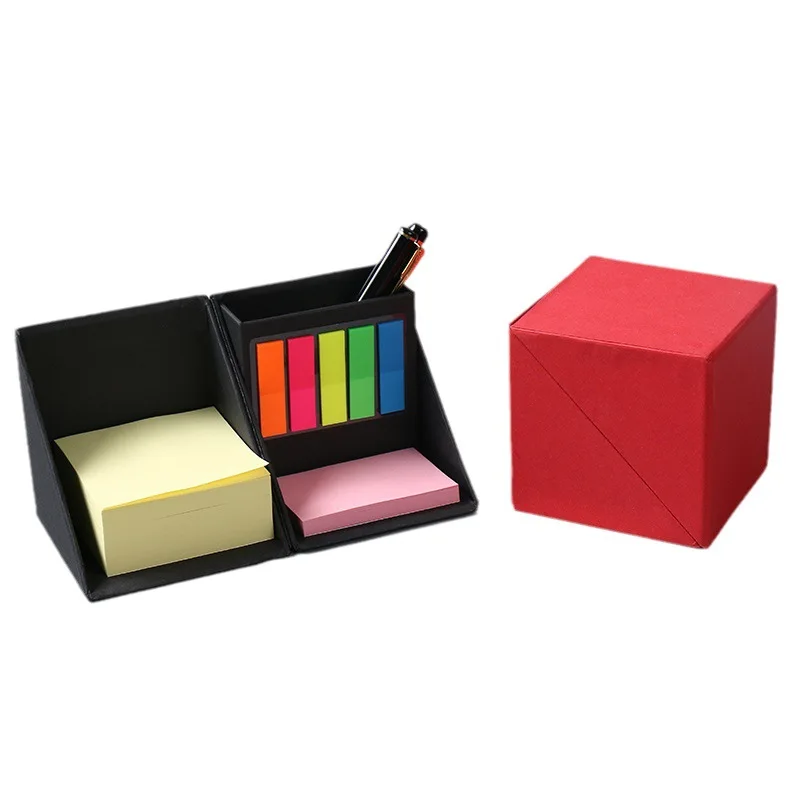 Office N times sticky note book with 5 color bars message paper tiles rotating creative folding storage note box pegar