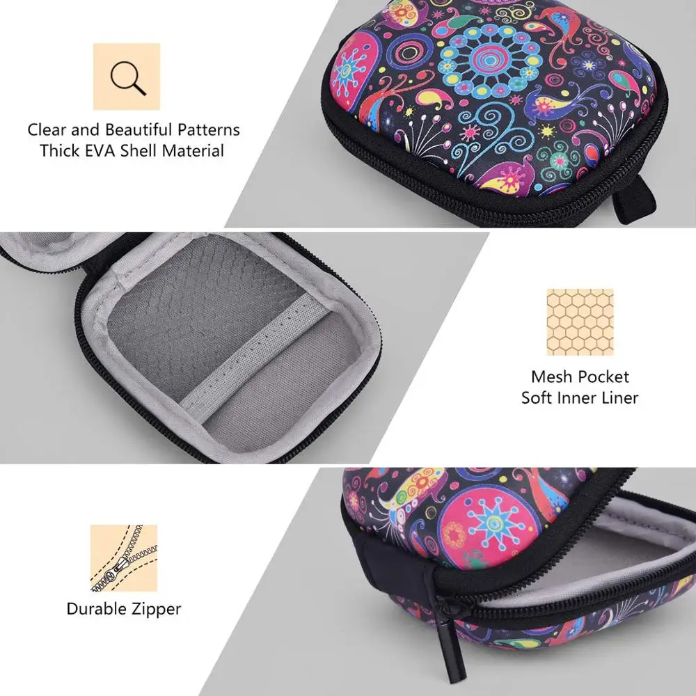 
Custom Printing Leather Hard Moulded Portable Earbud Earphone Pouch Eva Headphone Case 