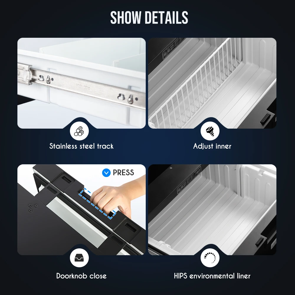 40L Big Capacity Refrigerator For Car With Compressor 12v Boat Refrigerator Car Drawer Fridge Freezer