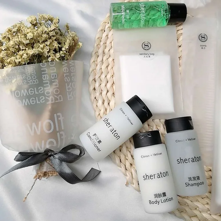 Factory made supplies hot sale Basic Cleaning Sustainable toiletries display industry in china hotel amenities