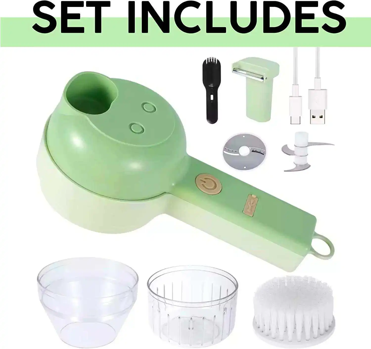 4 In 1 Portable Multifunctional Veggie Chopper Handheld Electric Vegetable Cutter Set