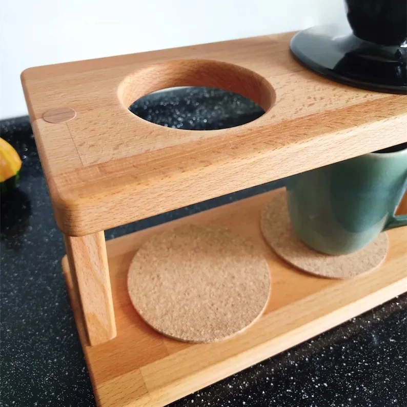 Толстая подставка для капельницы из бука 2 кофейных кружек держатель чашек фильтров