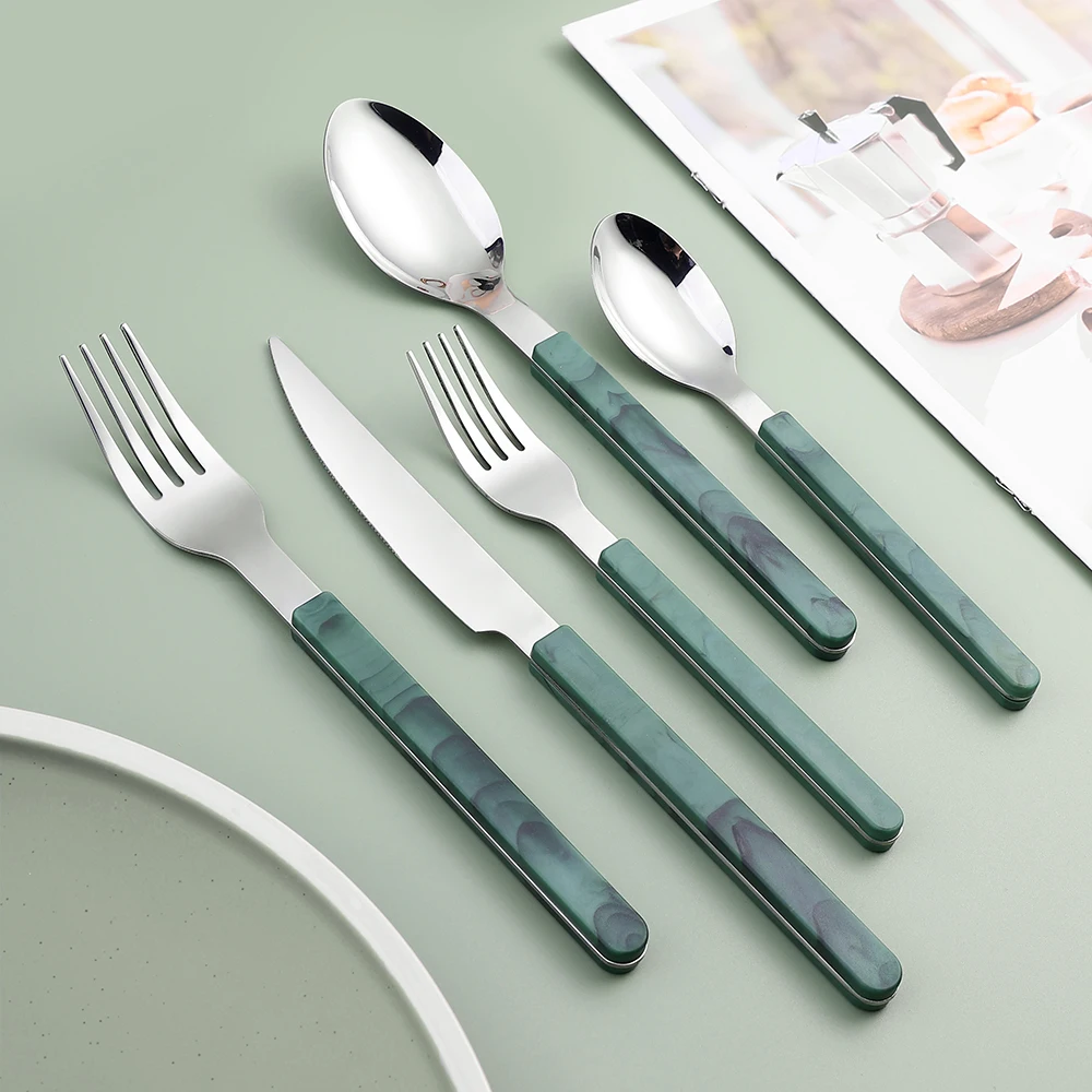 European ABS plastic handle stainless steel tableware set 6-piece cutlery set