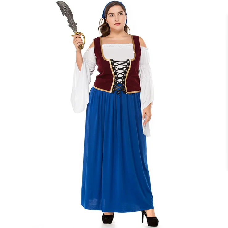 Spot Halloween Costume Adult Pirate Cosplay Fat Beer Plus Size Women Clothing