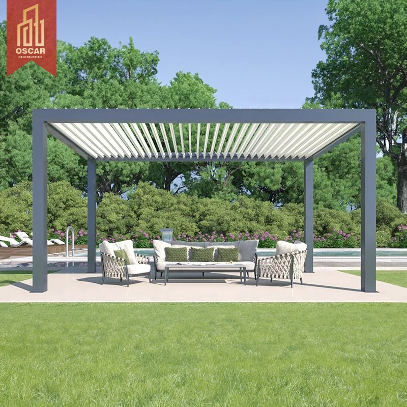 High Performance Luxury Style Garage Wall Mounted Pavilion with Zip Blind Sheet Pergola