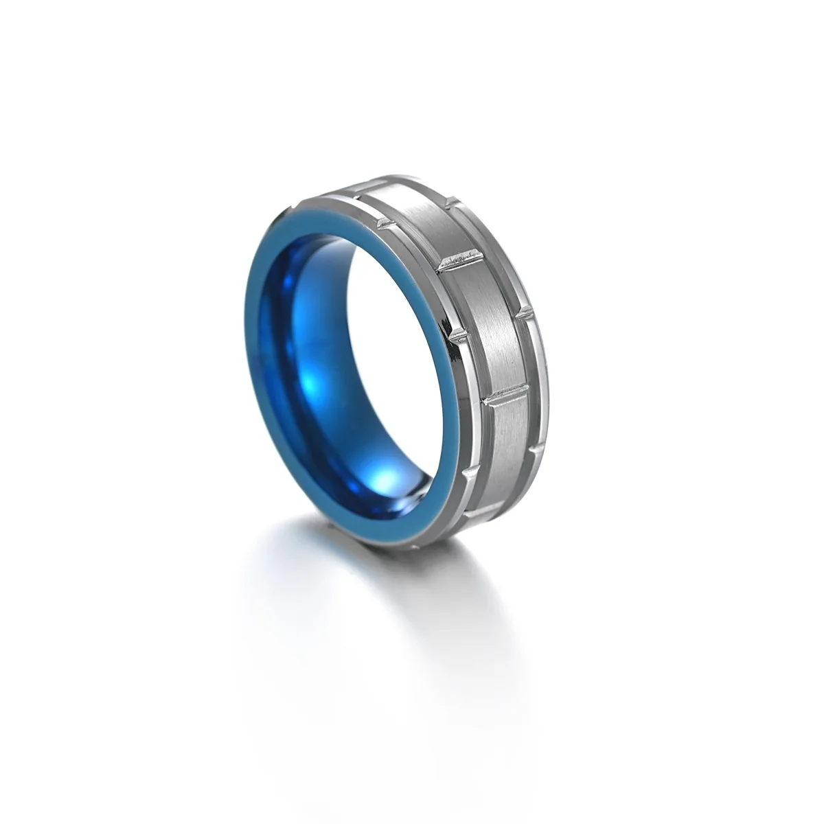 
High End Blue and Silver Fashion Jewelry Accessories Tungsten steel Silver Men Ring 
