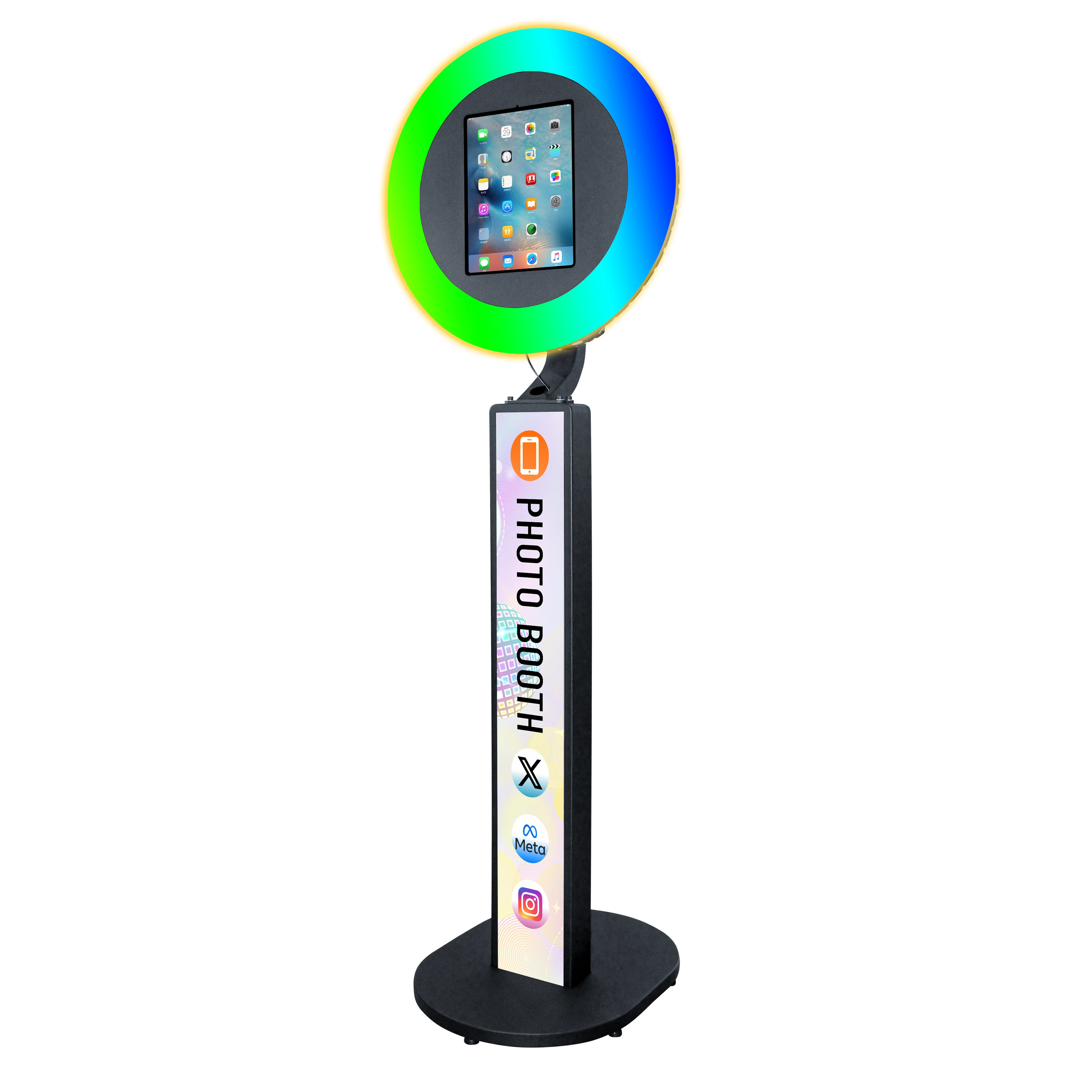 Portable RGB Roamer 10.2 11 12.9' Photobooth Ipad Photo Booth Shell  Led Oval Stand Kiosk Stand Plate Faceplate