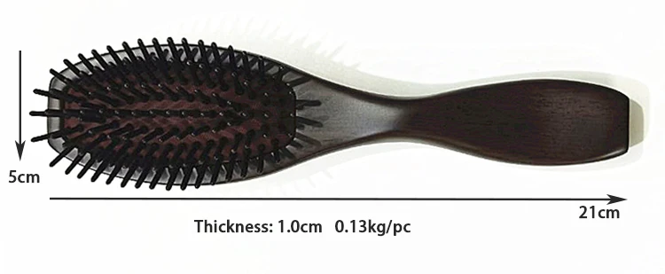 Wholesale 21cm Luxury Boutique ebony airbag  health massage paddle wooden mens hair brush