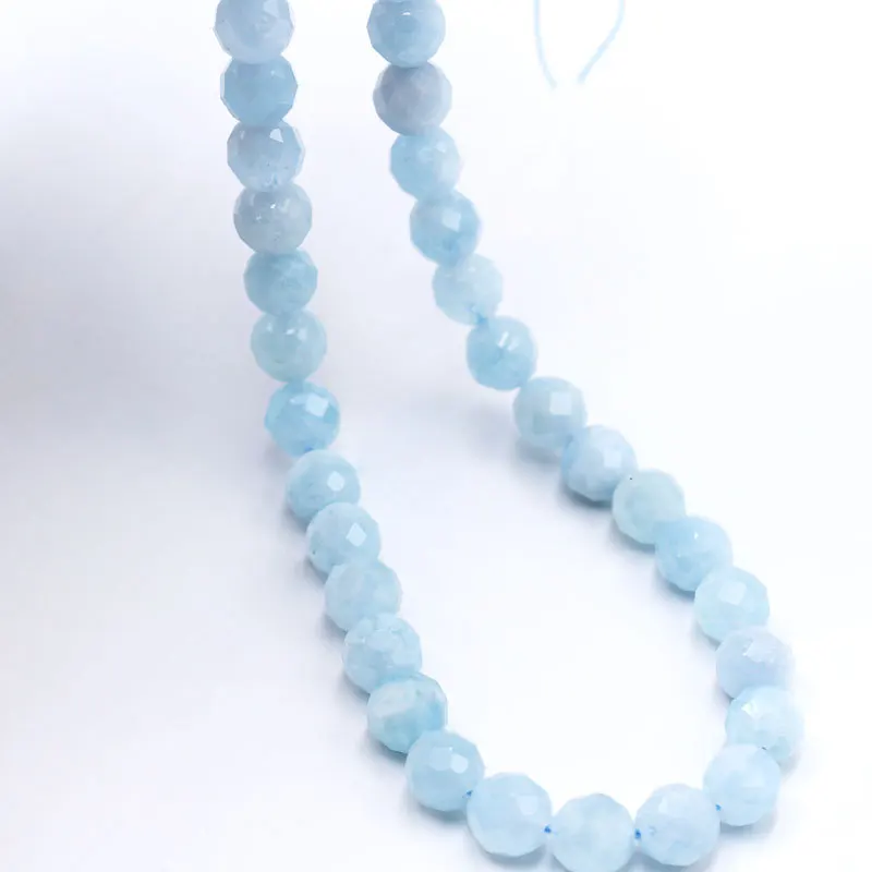 Wholesale Blue 4 6 8 10mm Aquamarine Beads Natural Faceted Aquamarine Beads Gemstone Beads For Jewelry Making
