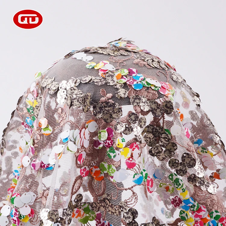 High quality mesh Sequin Embroidered Fabric multicolor sequin mesh fabric for lady  party dress