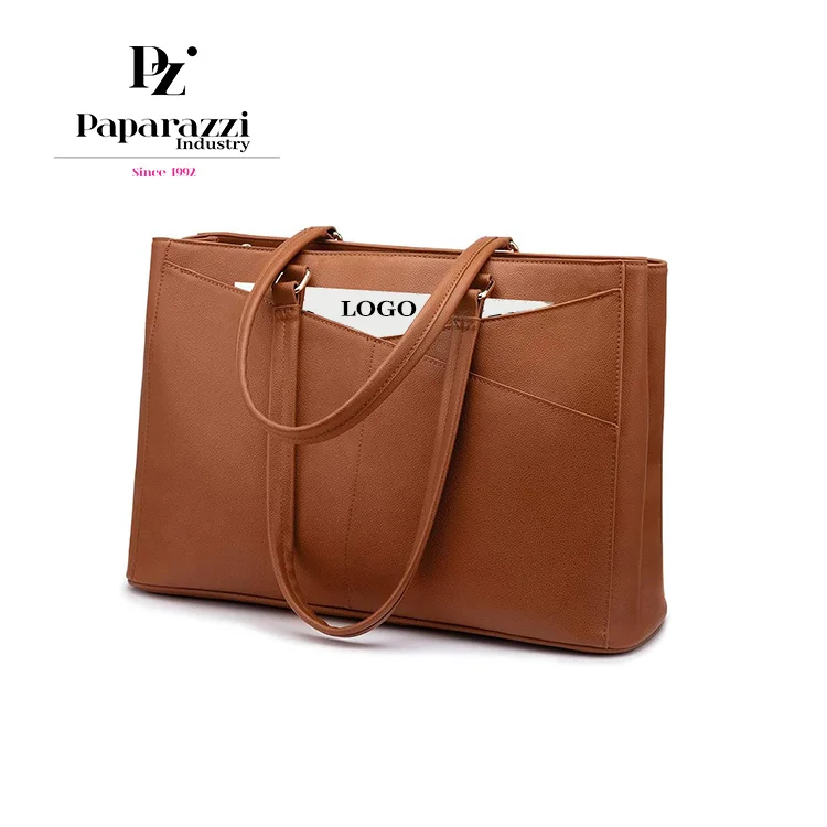 Custom #PA1053 15.6 Inch Waterproof Leather Computer Bags Women Business Office Work Bag Briefcase Laptop Tote Bag for Women