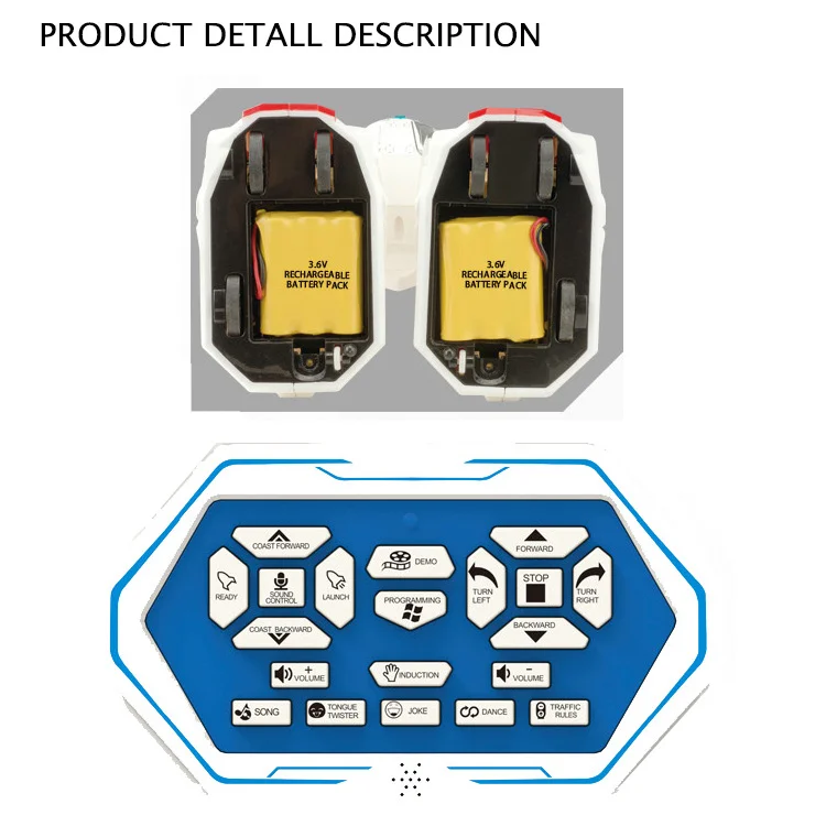 Remote Control Robot Toy Rocket Launch Sounds Light Program Demo Function