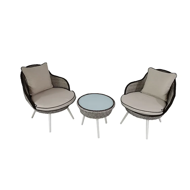 American New outdoor furniture garden chair set rattan chair 2 person seating group with cushion