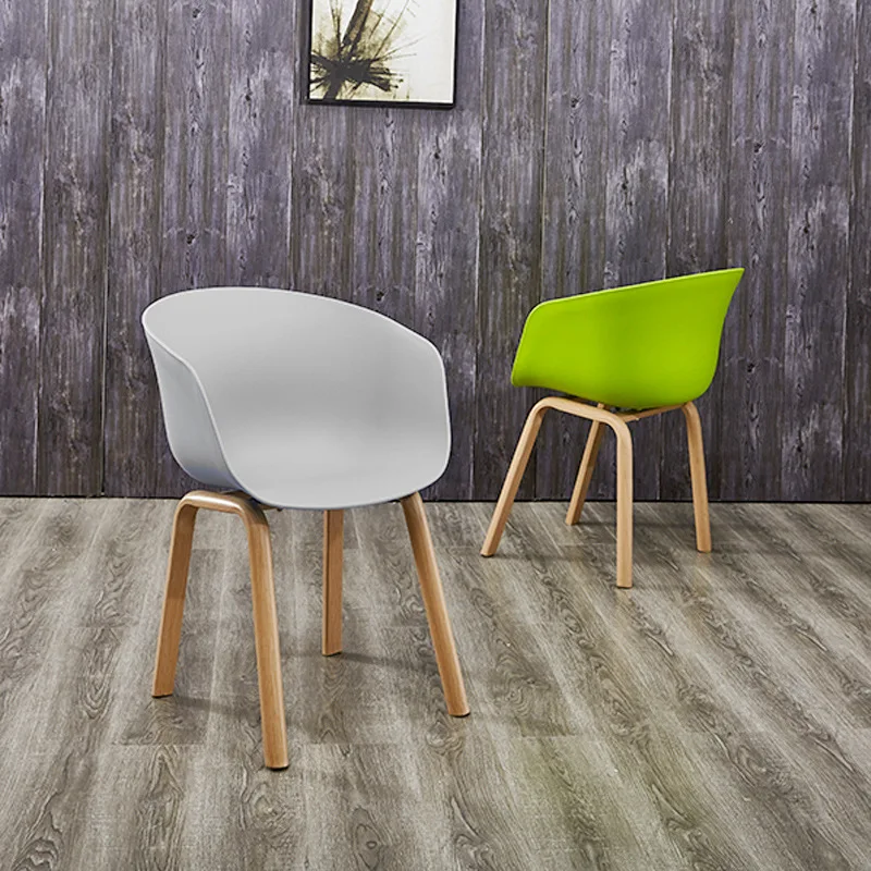 white color plastic cross wooden leg waiting room chair