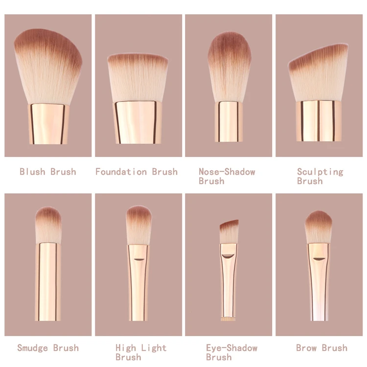 
Cosmetic Kits 8 Piece Bamboo Handle Soft Hair Vegan Makeup Brush 