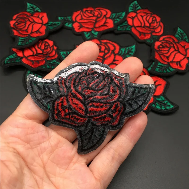 Wholesale Price Beautiful Rose Flower Embroidery Design Patch Custom Iron On Embroidery Rose Patches