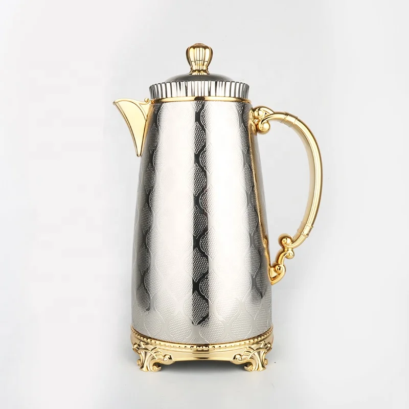 New Arrival Gilding Metal Body 1.0 Litre Glass Insulation Vacuum Carafe