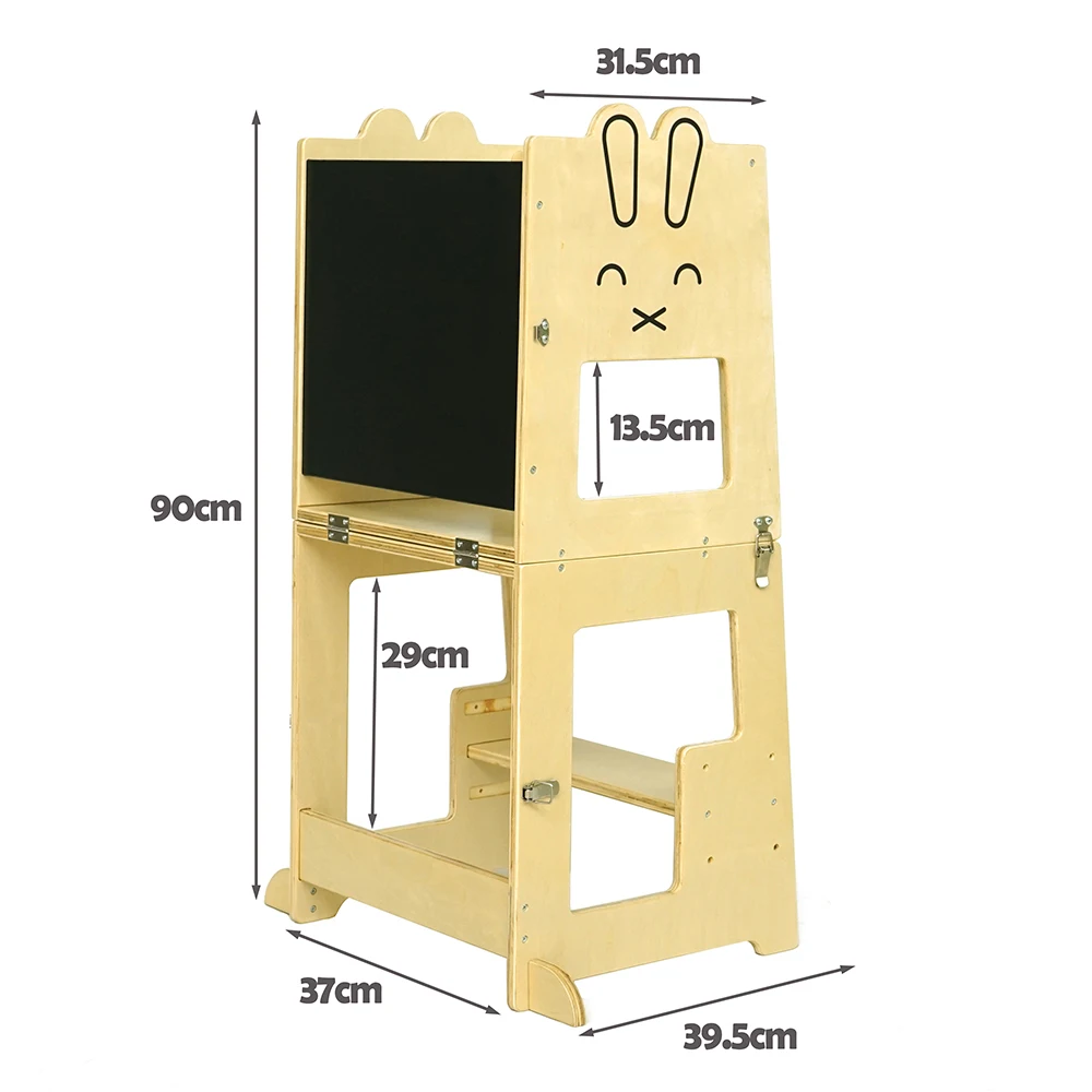 Classic wood modern step up folding stool children foldable kitchen helper kids learning tower