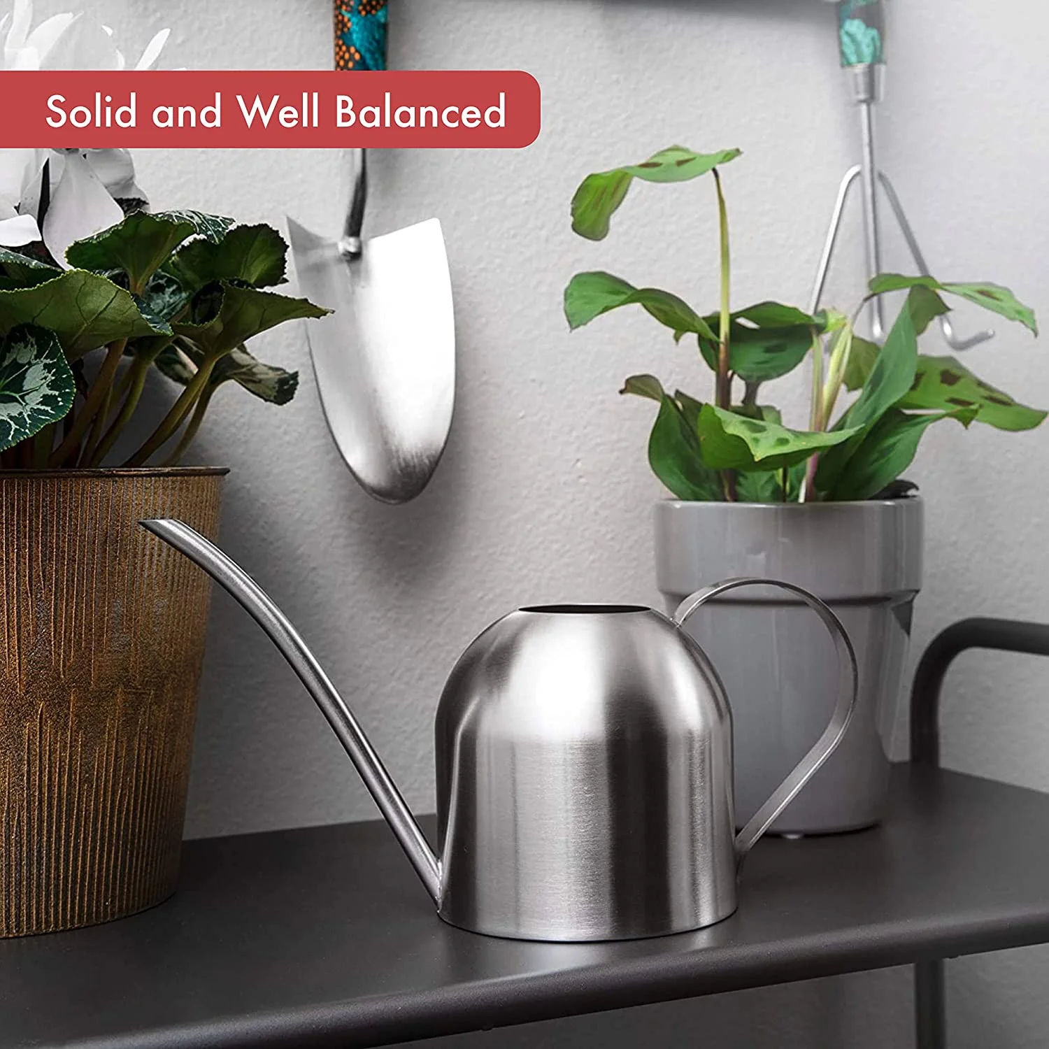 Stainless Steel Watering Can Metal Watering Can with Long Spout to Prevent Spillage Perfect Plant Watering Can