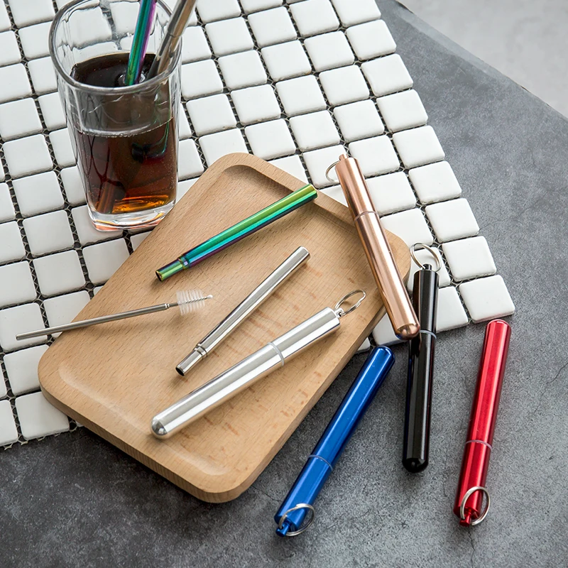 Stainless steel 18/8 straw Reusable Drinking Straw Metal folding straw