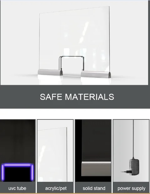 plexiglass protective shield acrylic splash guard shield sneeze uvc led light