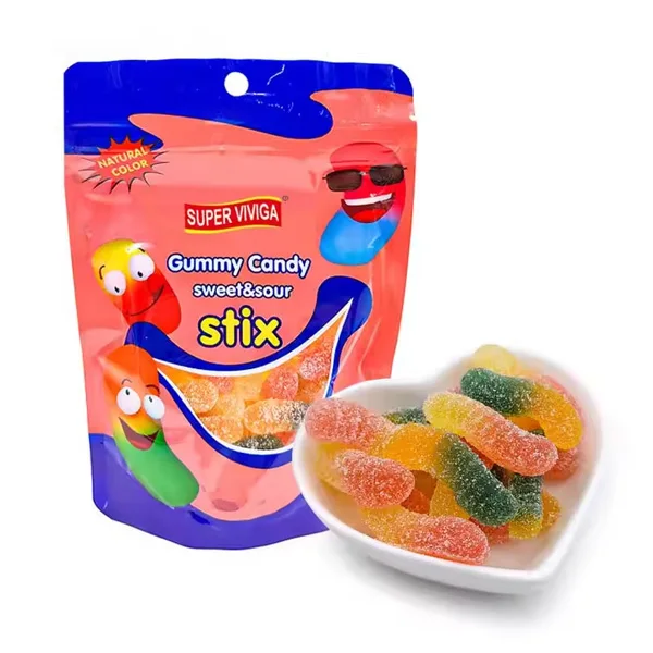 Wholesale Custom Worm Shape Sweet Sour Mix Fruit Flavor Jelly Gummy Candy