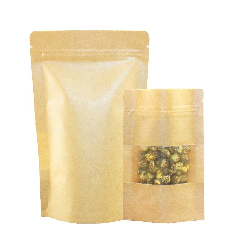 2024 Cheap Resealable Design cookie black Printing Zipper ZiplockBig Flower Mini craft kraft Ziplock Mylar Bags with window