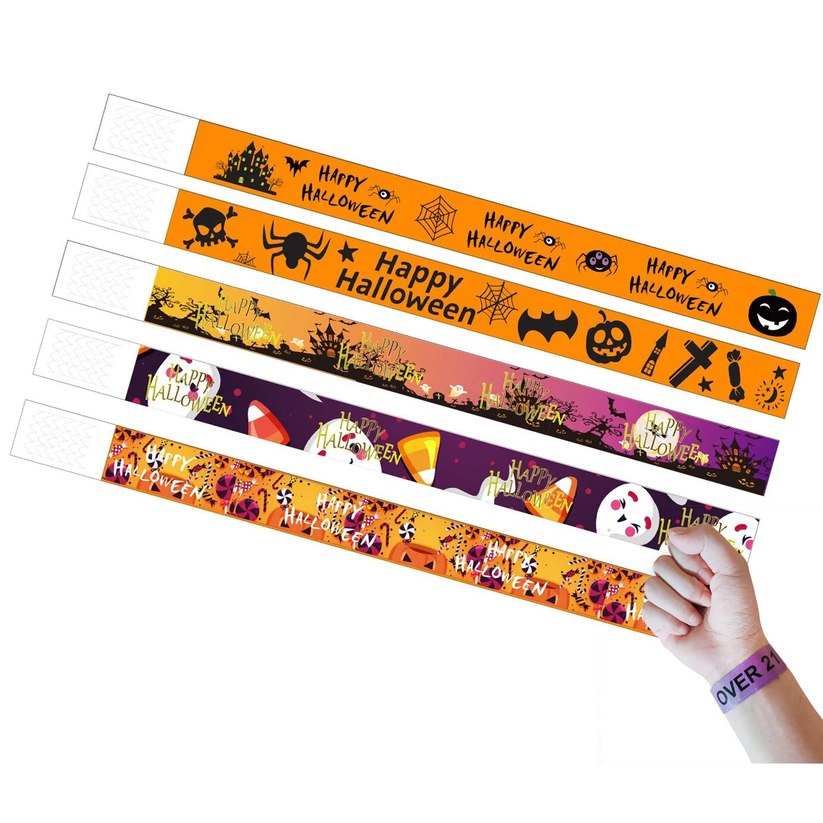 Happy Halloween Декор Водонепроницаемый Tyvek Ticket Printer Event бумажные браслеты с индивидуальным логотипом билеты одноразовый браслет
