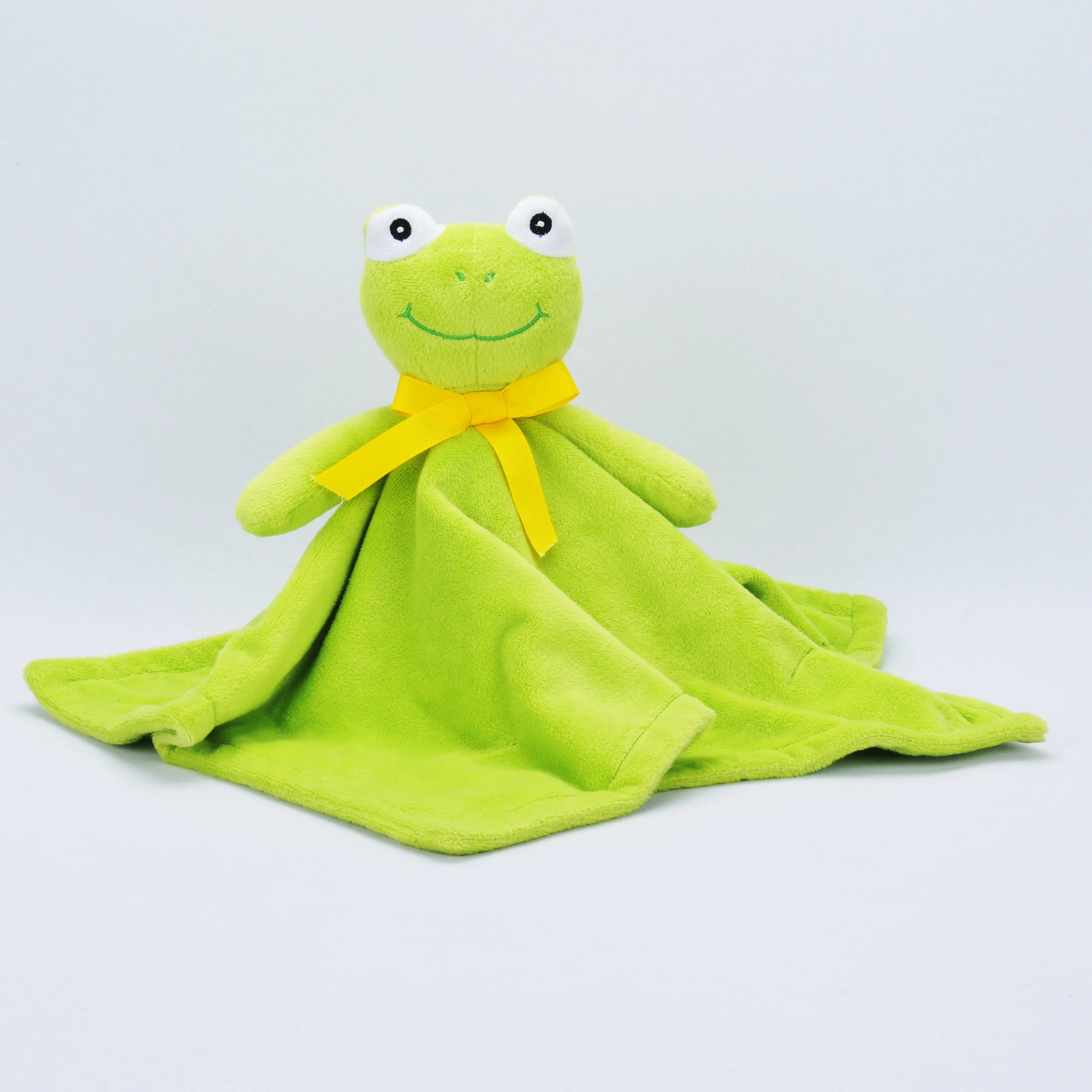 
super soft cute stuffed cuddle plush toy animal frog head baby animal pillow blanket baby security 