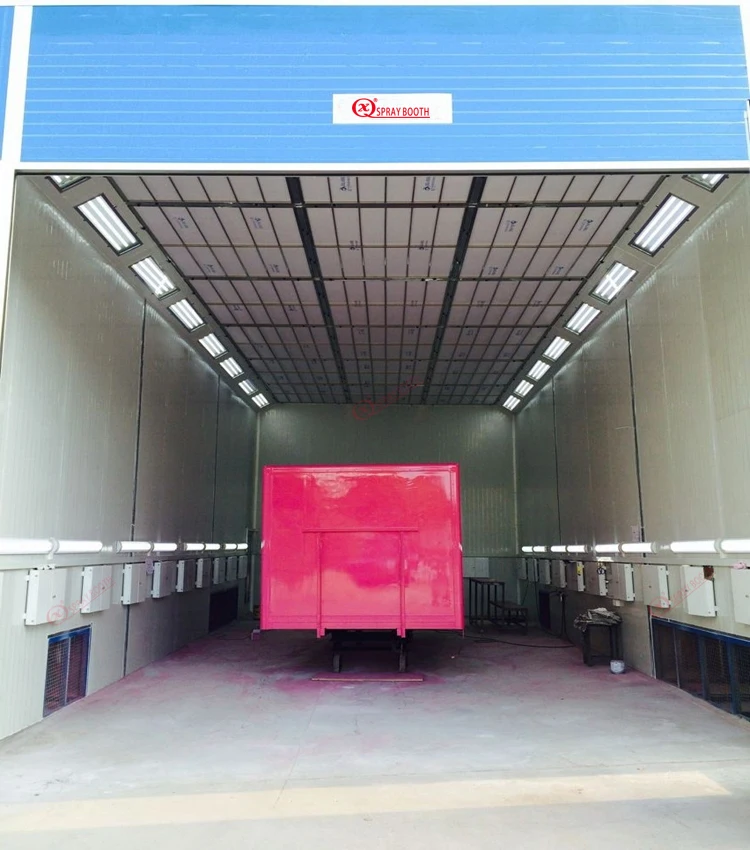 Large size truck and bus spray paint booth with down side draft air flow
