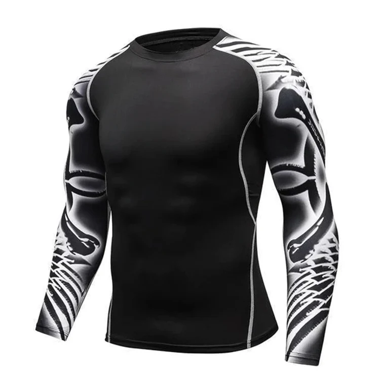 
Long Sleeve Mens mma Compression Clothing jiu jitsu rash guard Custom Bjj Rash Guard Compression Shirts 