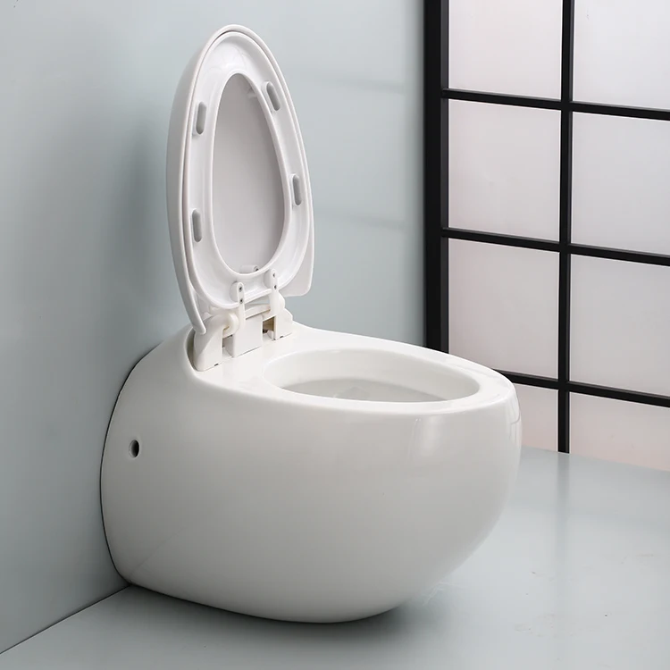 2020 Sanitary ware washdown bathroom ceramic rimless round egg shape one piece wall hung toilet bowl