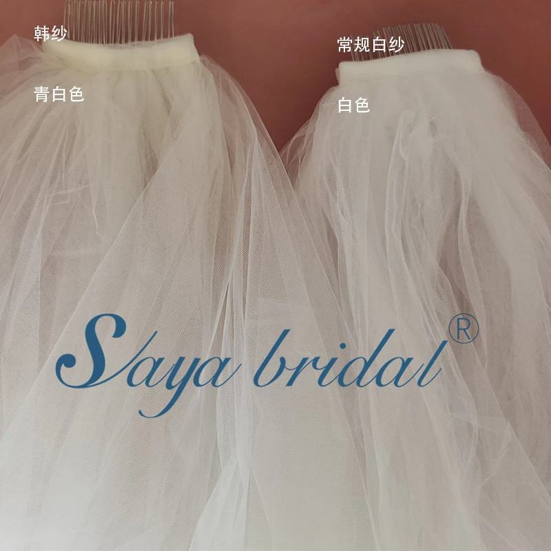 Tulle Three-layer Comb Wedding VEIL Sayabridal bride veils hard tulle yarn puffy  style white ivory black color choose