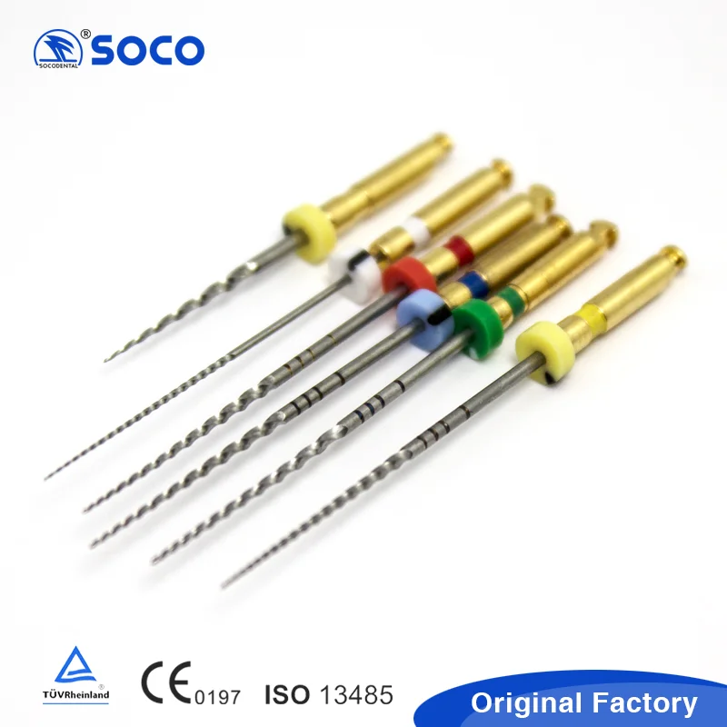 Soco  2015 Strong Flexible Dental File Root Canal Taper Endodontic File Dental instrument gold heat activates rotary file