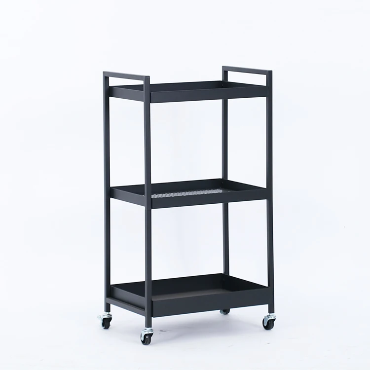 Home Furniture Metal Rolling Organization Rack Square Storage Utility Cart Trolley Shelves Tray With Casters