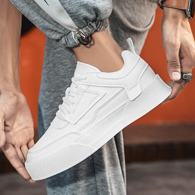 White Casual Leather Sneakers Waterproof Shoes 2023 Comfortable Spring Sneakers Men Casual Shoes