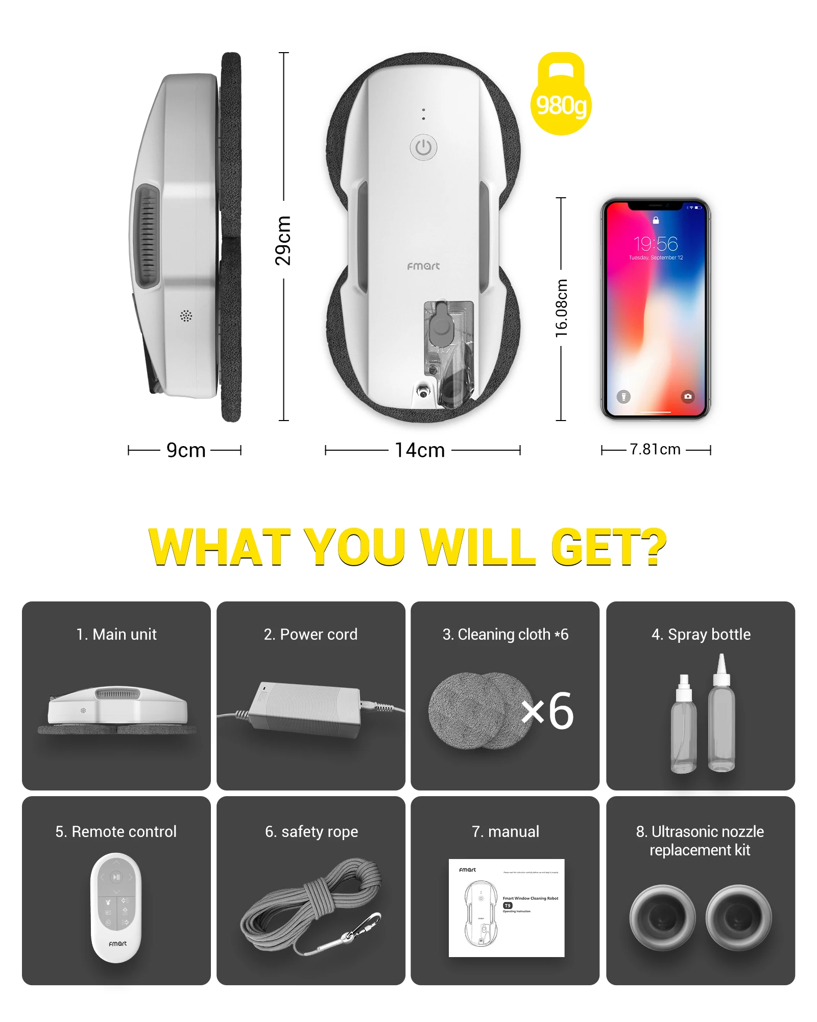 Smart Window Cleaning Robot Auto Spray Water Window Cleaning Robot Window Cleaner