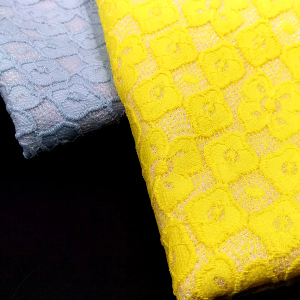 Shiny Multi Color Blue Flower Pattern Embroidery Lace Fabric In Stock